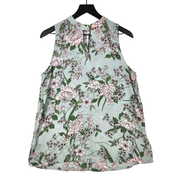 Loft Outlet Tops - Loft Outlet Women's Tunic Top Sz M Mint Green Floral Fairy Sleeveless Cottage